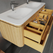 Royal Plaza Terra Ensemble meuble de salle de bains - 120x46.2x46cm - vasque en solid surface blanc mat - 2 vasques - 2 trous de robinet - 2 tiroirs - sandwood (chêne clair) SW1447034