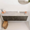 Mondiaz JOYA-DLUX 111.6cm toiletmeubel - ronding links kleur Shadow - Wastafel FAYE positie Rechts 1 kraangat kleur Glace. SW1422790