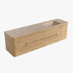 Mondiaz CIRO-DLUX Badkamermeubelset - 180x45x50cm - Solid surface wastafel Saba - 1 wasbak Rechts - 1 kraangat - 4 lades - Oak SW1531236