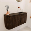Mondiaz JOYA 81.6cm meuble de toilette - arrondi gauche couleur Walnut - Vasque FAYE position Droite Sans trou de robinet couleur Urban. SW1421351