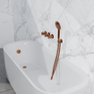 Fortifura Nebbio Ensemble combiné bain - robinet thermostatique - coude mural avec support de douchette - flexible de douche métallique - douchette ronde - Remplissage-vidage de baignoire - cuivre brossé PVD (cuivre) SW1238062