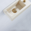 QeramiQ Lave-mains Kit lave-mains - 37.5x18.5x9cm - céramique - trou de robinet à droite - robinet lave-mains en laiton brossé - bonde de vidage - siphon abaissé - Mat Beige SW1232758
