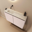 MONDIAZ TURE-DLUX Meuble toilette - 80cm - Rosee - EDEN - vasque Ostra - position gauche - sans trou de robinet SW1105017