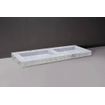 Forzalaqua Palermo Doppio lavabo 140.5x51.5x9cm Rectangulaire 2 trous de robinet 2 lavabos Pierre naturelle Carrara poli & taillé SW230716