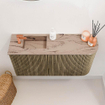 Mondiaz JOYA-DLUX Meuble de salle de bains 81,6cm - arrondi droit couleur Dusk - Vasque FAYE position Gauche 1 trou de robinet couleur Arena. SW1426270