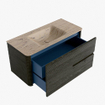 Mondiaz CIRO-DLUX Ensemble de meubles de salle de bains - 100x45x50cm - Plan vasque solid surface Arena - 1 bassin central - 1 trou de robinetterie - 2 tiroirs - Shadow SW1532334
