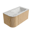 MONDIAZ KURVE-DLUX 85cm Meuble salle de bain avec module 25 G - couleur Oak - 1 tiroir - 1 porte - vasque CLOUD droite - 1 trou de robinet - couleur Glace SW1137912