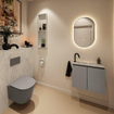 MONDIAZ TURE-DLUX Meuble toilette - 60cm - Smoke - EDEN - vasque Opalo - position gauche - 1 trou de robinet SW1104554