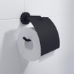 Ozean Eternal toiletrolhouder met klep rond mat zwart OUTLET STORE21337