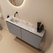 MONDIAZ TURE-DLUX Meuble de toilettes 100 cm Smoke. Lavabo EDEN Glace position gauche. Sans trou de robinet. SW1103548