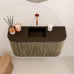 Mondiaz JOYA 73.2cm toiletmeubel - ronding links en rechts kleur Dusk - Wastafel FAYE positie Midden Zonder kraangat kleur Urban. SW1421724