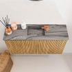 Mondiaz JOYA-DLUX 80cm toiletmeubel - kleur Oak - Wastafel FAYE positie Midden 1 kraangat kleur Sombra. SW1424234