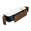 MONDIAZ KURVE 170cm Meuble salle de bain avec module 25 G et D - couleur Walnut - 1 tiroir - 2 portes - vasque BIG LARGE centre - 1 trou de robinet - Talc SW1138310