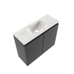 MONDIAZ TURE-DLUX Meuble toilette - 60cm - Dark Grey - EDEN - vasque Ostra - position centrale - sans trou de robinet SW1104816