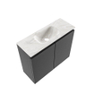 MONDIAZ TURE-DLUX Meuble WC 60 cm Dark Grey. EDEN vasque Ostra position milieu. Sans trou de robinet. SW1104816
