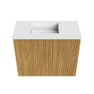 Mondiaz JOYA 50cm toiletmeubel - kleur Oak - Wastafel FAYE positie Links Zonder kraangat kleur Talc. SW1421093