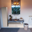 Mondiaz ALAN-DLUX Ensemble de meuble - 120cm - meuble Linen mat - 2 tiroirs - Lavabo Cloud Lava suspendu - vasque Centre - 1 trou de robinet SW808071