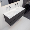 MONDIAZ VICA Ensemble de meuble salle de bain - 120cm - 2 tiroirs - lavabo Moon double - 0 trous de robinet - solid surface gris foncé SW409791
