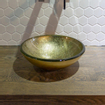 Saniclass Limone Vasque à poser 30x10.5cm rond verre durci vert doré SW213536