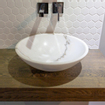Saniclass Pesca Arino Waskom - 42x42x14cm - rond - marmer - wit SHOWROOMMODEL SHOW26343