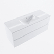 MONDIAZ VICA 120cm badmeubel onderkast Talc 2 lades. Wastafel DENIA midden 1 kraangat, kleur Glanzend Wit. SW1381835