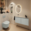 MONDIAZ TURE-DLUX Meuble de toilette 100cm Greey. Lavabo EDEN Opalo position gauche. Sans trou de robinet. SW1104331
