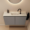 MONDIAZ TURE-DLUX Meuble toilette - 80cm - Smoke - EDEN - vasque Ostra - position centrale - 1 trou de robinet SW1105088