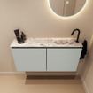 MONDIAZ TURE-DLUX Meuble toilette - 100cm - Greey - EDEN - vasque Glace - position droite - 1 trou de robinet SW1103307