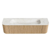 MONDIAZ KURVE-DLUX 170cm Meuble salle de bain avec module 25 G et D - couleur Oak - 1 tiroir - 2 portes - vasque BIG LARGE centre - sans trou de robinet - couleur Ostra SW1137770