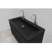 Basic Bella Meuble salle de bains avec lavabo acrylique Noir avec miroir 100x55x46cm 2 trous de robinet Noir mat SW491867