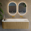 Mondiaz KURVE-DLUX Ensemble de meubles de salle de bains - 145x46x40cm - 1 tiroir - 1 porte - vasque solid surface - droite - sans trou de robinet - Dusk SW1415164