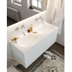 Mondiaz VICA ensemble de meuble de salle de bain - 120cm - meuble sous-vasque argile - 4 tiroirs - lavabo lune double - sans trou de robinet - miroir LED - version XL 60cm de haut SW1097913