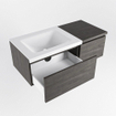 MONDIAZ BUKLA Meuble de salle de bains 100 cm avec module 40 couleur Dark Brown avec 2 tiroirs. Lavabo CLOUD gauche 1 trou de robinet couleur Talc. SW1382035
