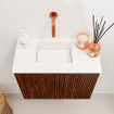 Mondiaz JOYA 50cm meuble de toilette - couleur Ruby - Vasque FAYE position Gauche Sans trou de robinet couleur Talc. SW1421700