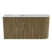 Mondiaz JOYA-DLUX Meuble de toilette 81.6cm - arrondi droit couleur Dusk - Vasque FAYE position Gauche Sans trou de robinet couleur Opalo. SW1423333