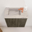 Mondiaz JOYA-DLUX Meuble de salle de bains - 40cm - couleur Shadow - Vasque FAYE position Gauche 1 trou de robinet couleur Glace. SW1422741