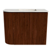 Mondiaz JOYA-DLUX Meuble de toilette 51,6cm - arrondi gauche couleur Ruby - Vasque FAYE position Droite 1 trou de robinet couleur Ostra SW1423802
