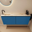 MONDIAZ TURE-DLUX Meuble toilette - 120cm - Jeans - EDEN - vasque Frappe - position gauche - 1 trou de robinet SW1102815