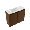 MONDIAZ TURE-DLUX Meuble toilette - 60cm - Rust - EDEN - vasque Opalo - position gauche - sans trou de robinet SW1104524