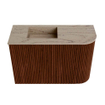 Mondiaz JOYA-DLUX Meuble de toilette 61,6cm - arrondi droit couleur Ruby - Vasque FAYE position Gauche 1 trou de robinet couleur Arena SW1425288