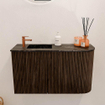 Mondiaz JOYA-DLUX 71.6cm toiletmeubel - ronding rechts kleur Walnut - Wastafel FAYE positie Links 1 kraangat kleur Lava. SW1422469