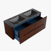Mondiaz CIRO-DLUX Ensemble de meubles de salle de bains - 130x45x50cm - Vasque en solid surface Lava - 2 bacs Double - 2 trous de robinet - 4 tiroirs - Ruby SW1531593