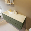 Mondiaz VICA-DLUX ensemble de meuble de salle de bain - 130cm - meuble sous-vasque armée - 4 tiroirs - lavabo encastré nuage gauche - 1 trou de robinet - version haute de 60cm - opalo SW1086503