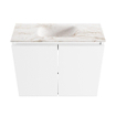 MONDIAZ TURE-DLUX Meuble de toilette 60 cm Talc. EDEN vasque Frappe position milieu. Avec 1 trou de robinet. SW1102586