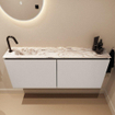 MONDIAZ TURE-DLUX Meuble toilette - 120cm - Linen - EDEN - vasque Glace - position gauche - 1 trou de robinet SW1103421