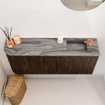 Mondiaz JOYA-DLUX 101.6cm toiletmeubel - ronding links kleur Walnut - Wastafel FAYE positie Rechts 1 kraangat kleur Sombra. SW1424751