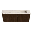 Mondiaz JOYA-DLUX Meuble de salle de bains - 101,6cm - arrondi gauche couleur Walnut - Vasque FAYE position Droite Sans trou de robinet couleur Nata SW1424524