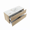 MONDIAZ VICA-DLUX Ensemble meuble de salle de bains - 110cm - meuble bas Washed oak - 2 tiroirs - lavabo encastré cloud au milieu - sans trous de robinetterie - version hauteur 60cm - frape SW1088760