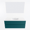 Mondiaz VICA ensemble de meuble de salle de bain - 120cm - meuble sous-vasque smag - 2 tiroirs - lavabo denia milieu - 1 trou de robinet - couleur Blanc Brillant - miroir LED - version XL 60cm haut SW1091982