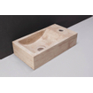 Forzalaqua Venetia lave-mains 40x22x10cm lavabo gauche 1 trou de robinet droit Pierre naturelle Travertin adouci SW67671